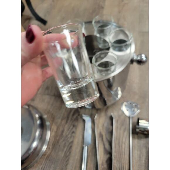 Godinger Stainless Steel Ice BUCKET & SHOOTER Set Bar Tools Mix Drink Set - Picture 6 of 10